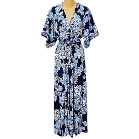 Lilly Pulitzer Wisteria V-Neck Maxi Dress in Low Tidy Navy NWT - Size 8 - Picture 7 of 11